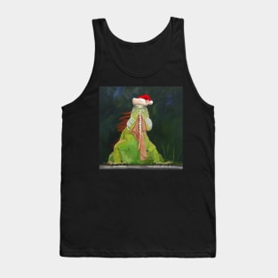 Green Iguana in Santa Hat Tank Top